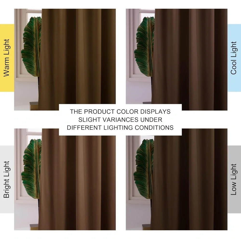 Brown Velvet Room Darkening Curtains 52 x 90 Thermal Insulated Drapes